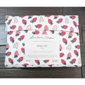 New London Kaye Strawberries king Sheet Set 4-Piece Bed Bedding